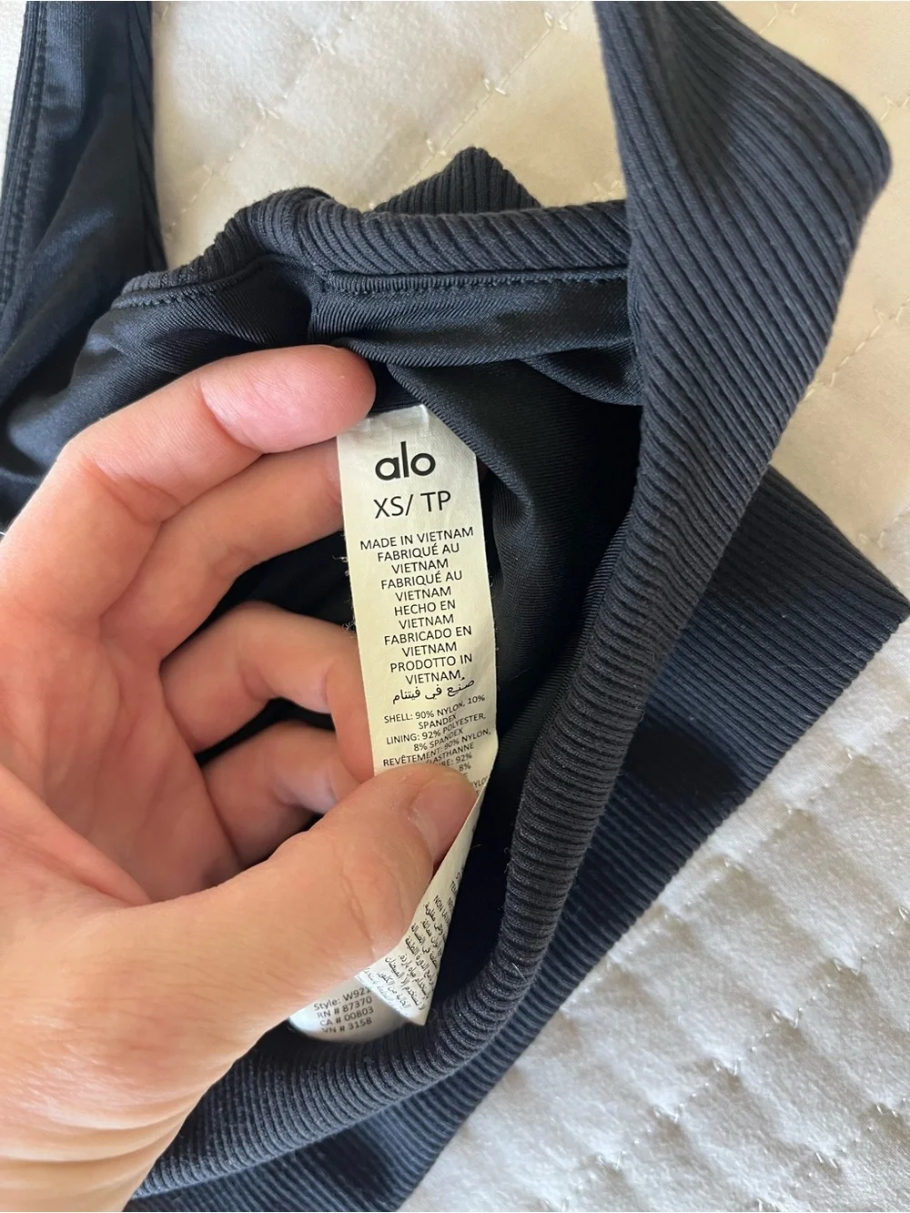 ALO Yoga Black Ribbed Cutout Tank / Sports Bra XS
